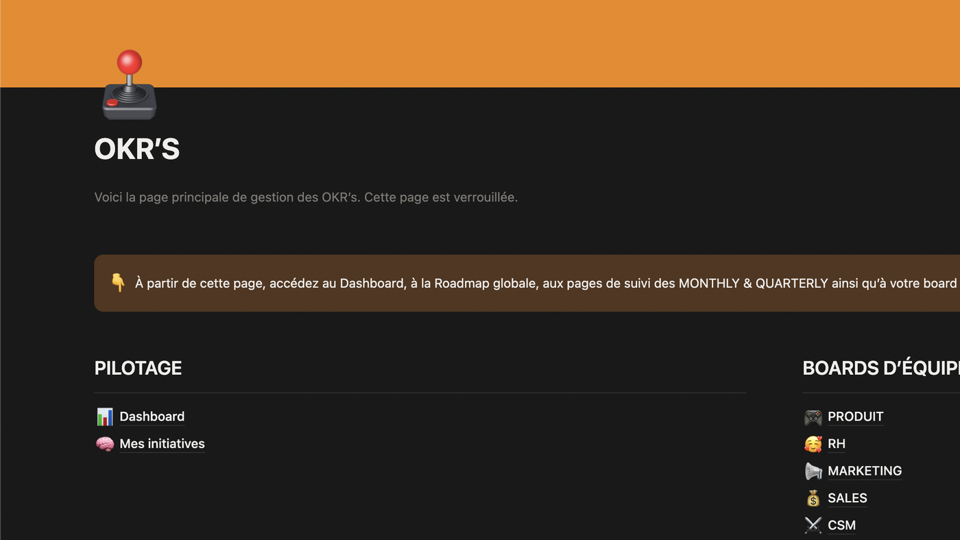 The OKR Dashboard built in Notion for Coffreo