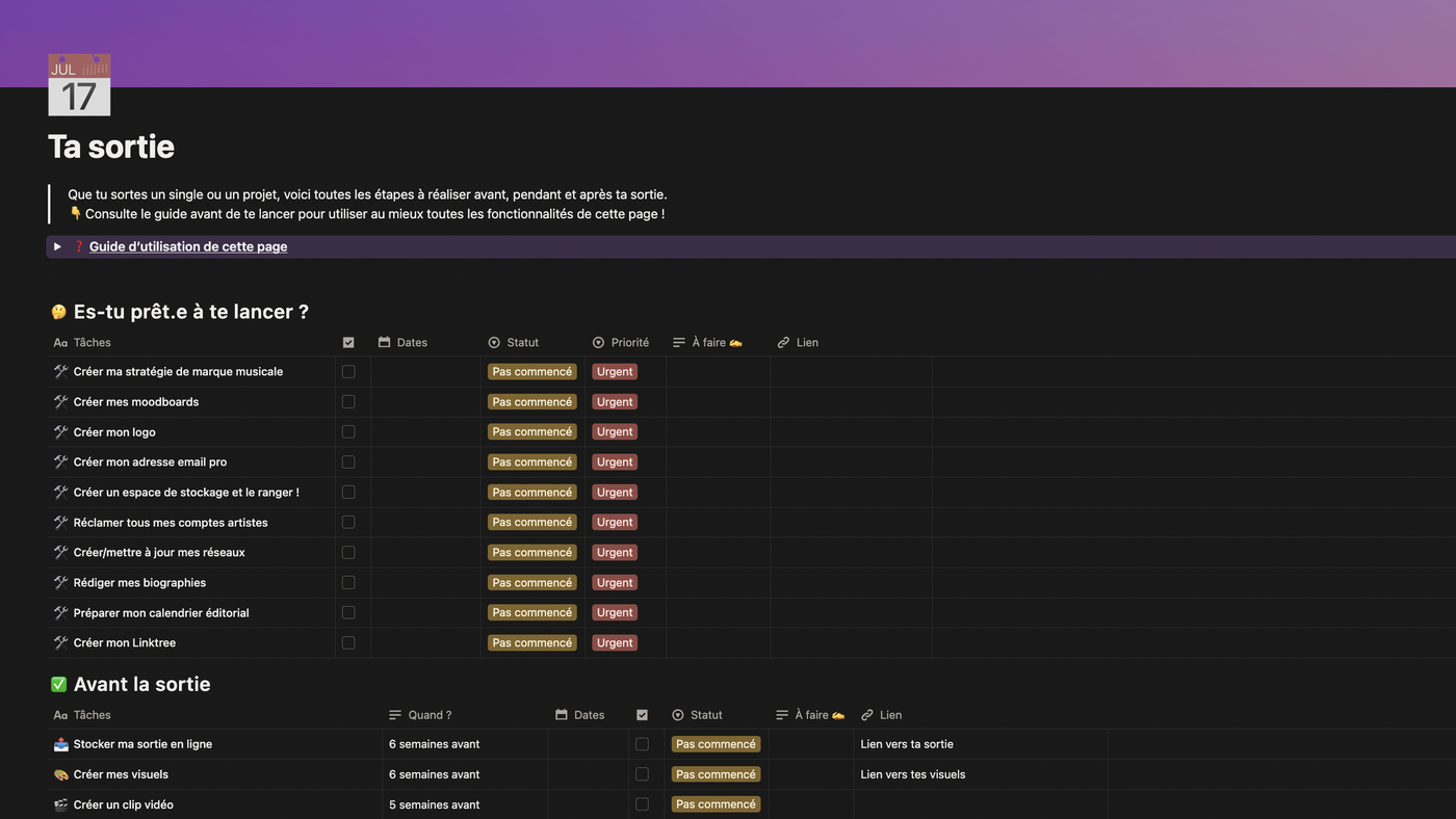 Projectmaestro: a Notion workspace for running a music project end to end